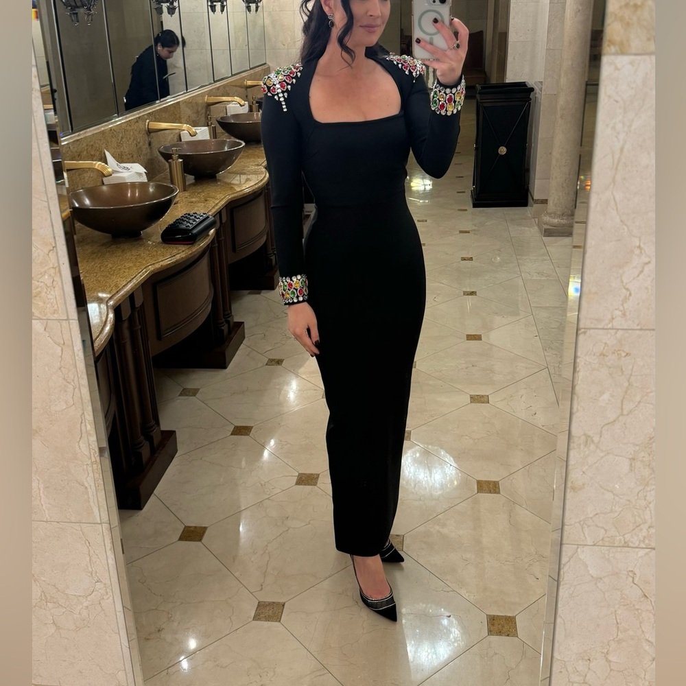 Black custom made midi dress